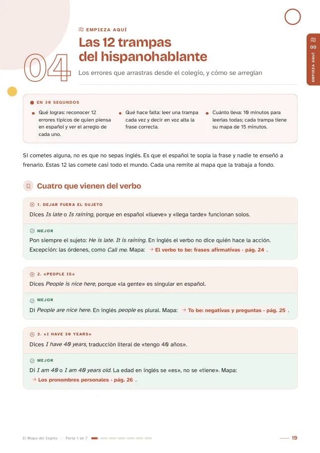 La hoja de las 12 trampas del hispanohablante